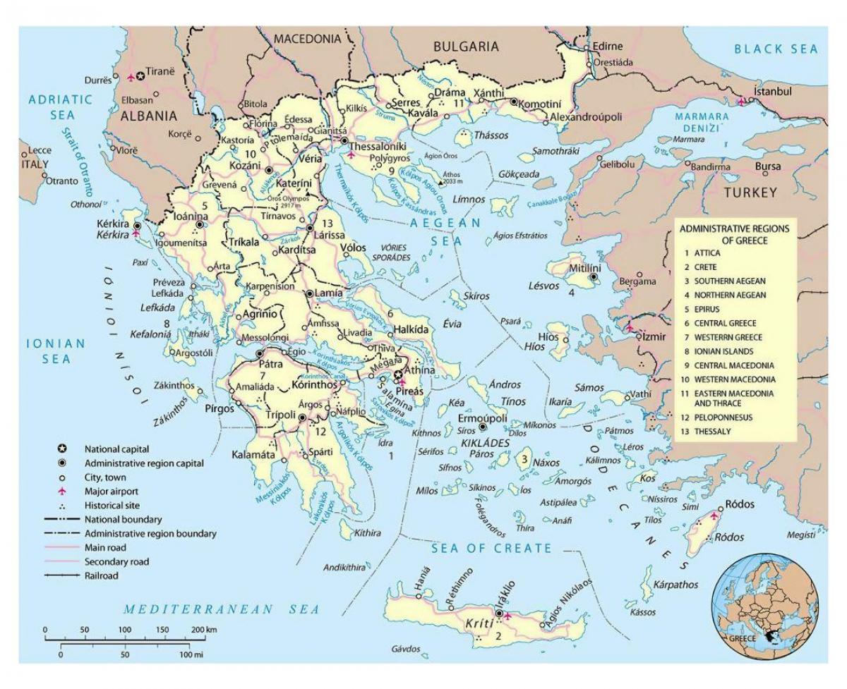 خريطة اليونان المطارات