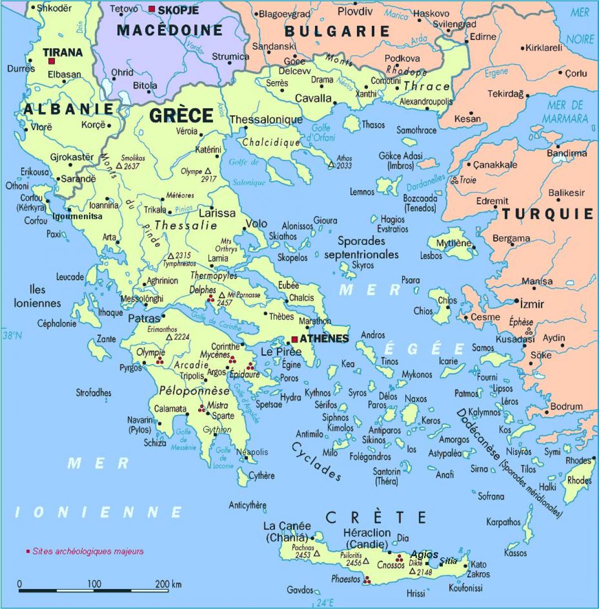 خريطة اليونان والمنطقة المحيطة بها