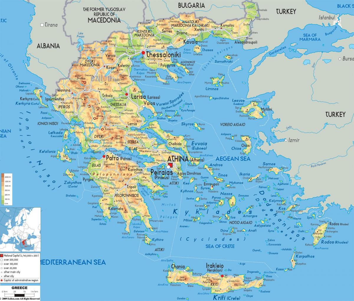 اليونان خريطة الموقع